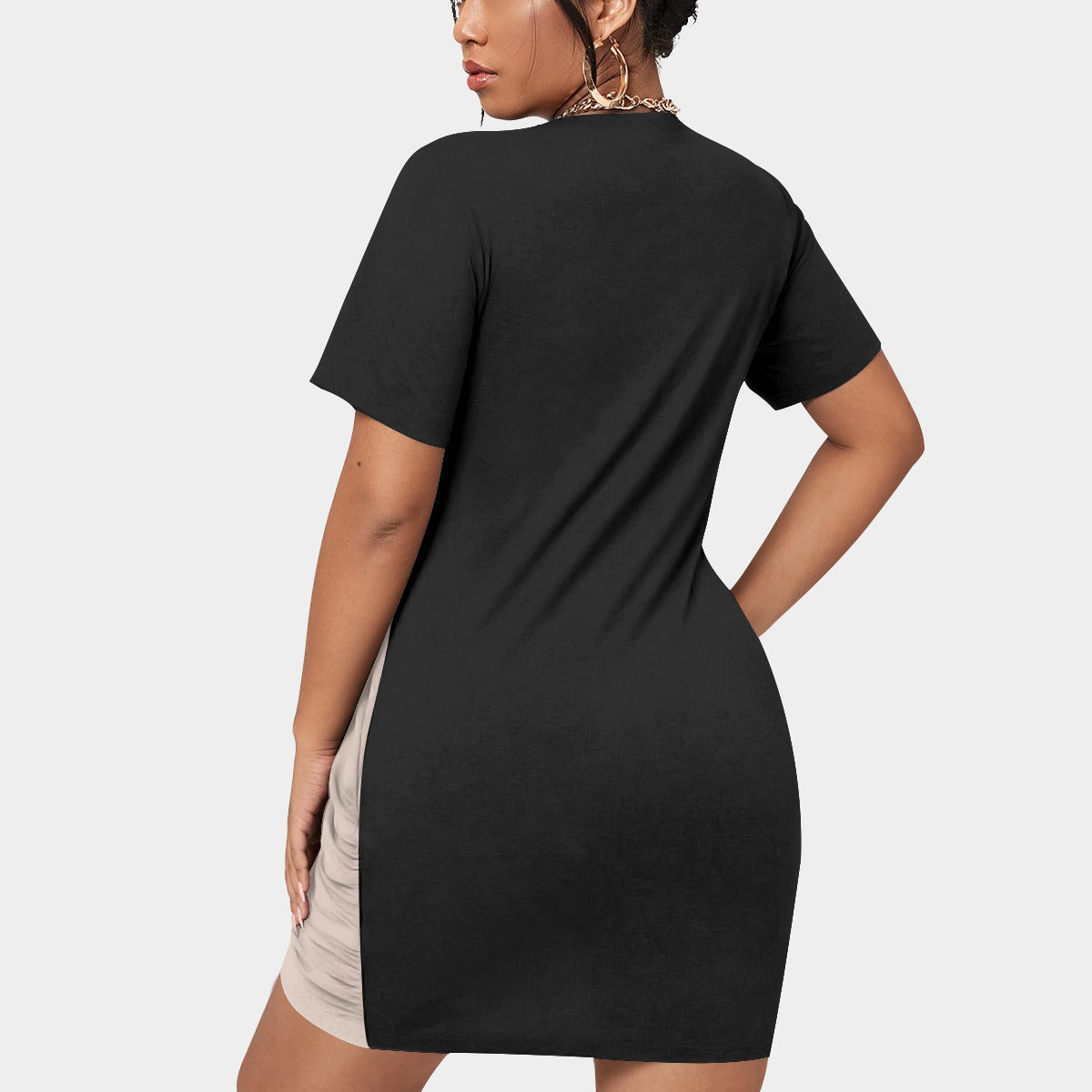Stacked Hem Dress With Short Sleeve